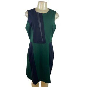 Vince Camuto Womens Colorblock Green & Black Sleeveless Sheath Dress Size 12